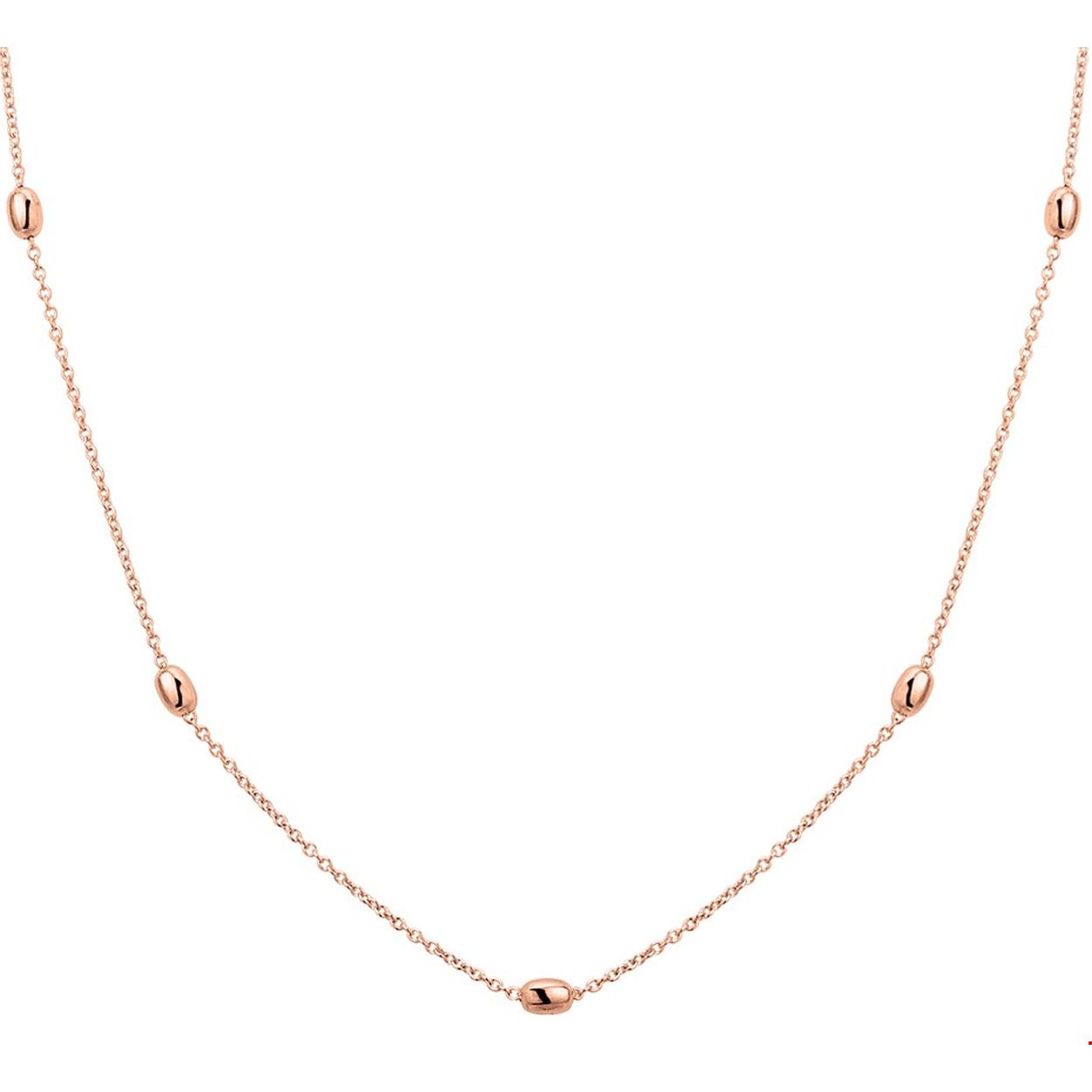 Beschrijving: Fijn rosegoud op zilveren bolletjes collier met een draaglengte van 40cm en een extensie van 4cm. Uitgevoerd met een anker schakel van 1.0mm en een stevige karabijn sluiting. De bolletjes hebben een afmeting van 2.5x3.6mm. Het collier is te combineren met bijpassende sieraden uit onze collectie.