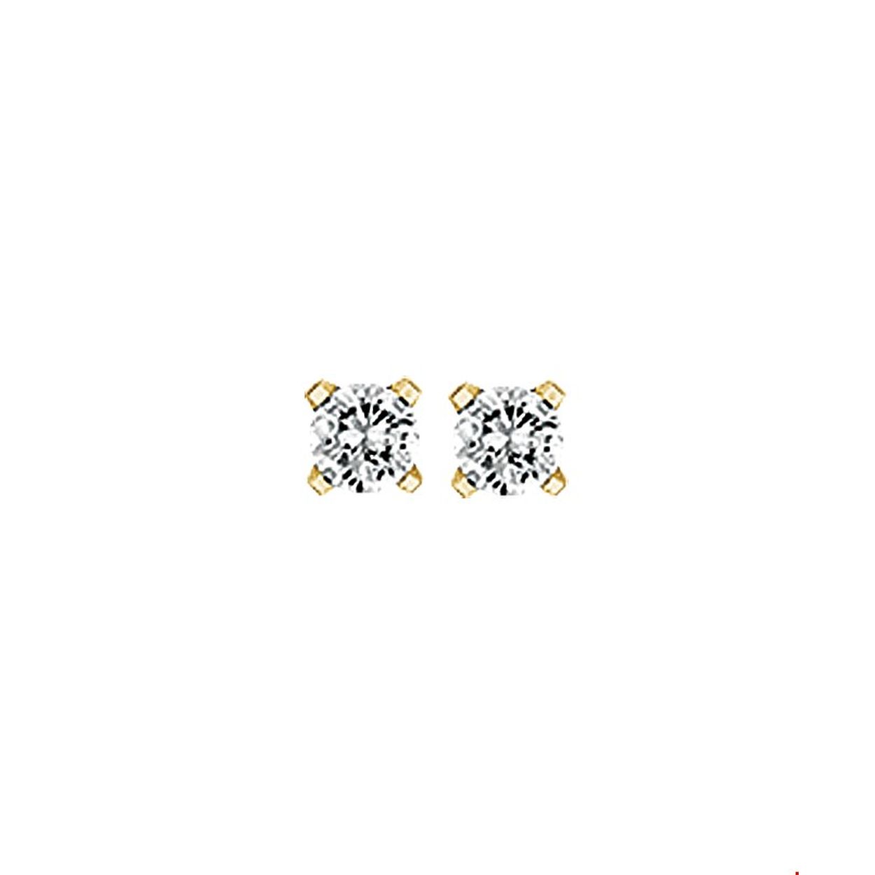 14 karaat geel gouden solitair oorknopjes in 3 mm. met een zirconia in chaton gezet. KA4000727