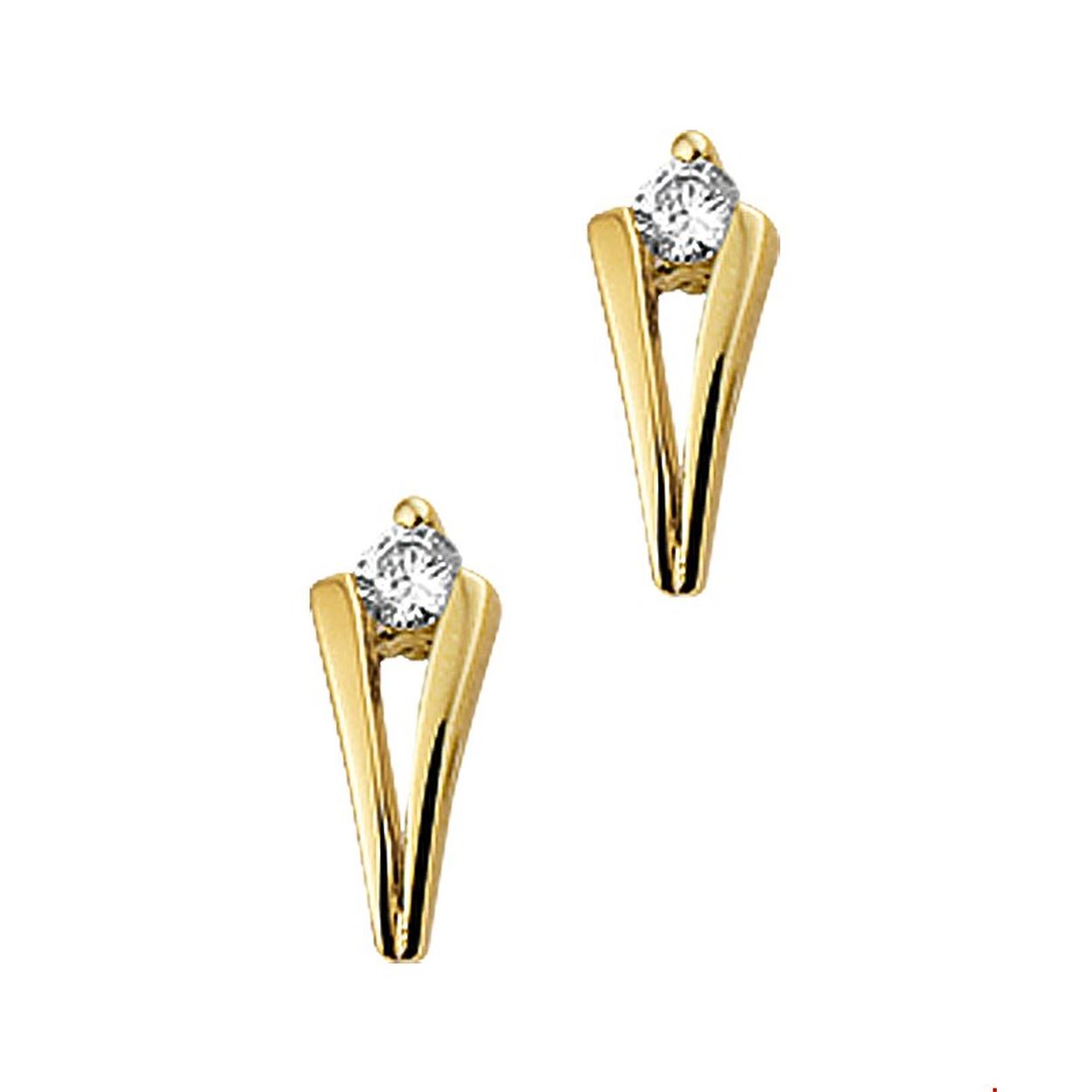 Beschrijving: Geelgouden oorknoppen met zirkonia. 
Verpakt per: 1
Doelgroep: dames
Breedte: 4.5 mm
Hoogte: 10 mm
Zetting: solitaire (span zetting)