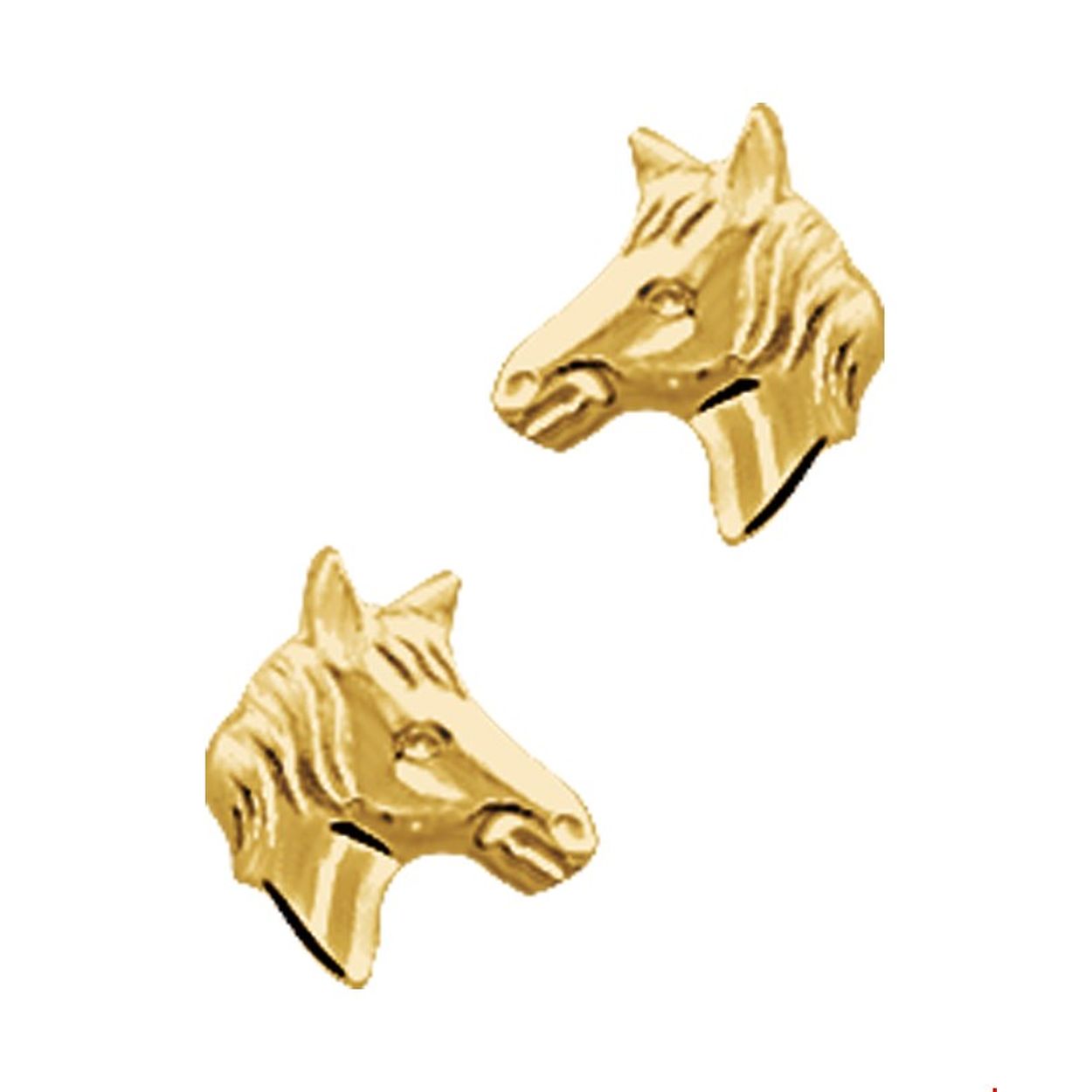 Beschrijving: Geelgouden oorknoppen met een paardenhoofd.
Doelgroep: kinderen
Breedte: 8 mm
Hoogte: 6 mm