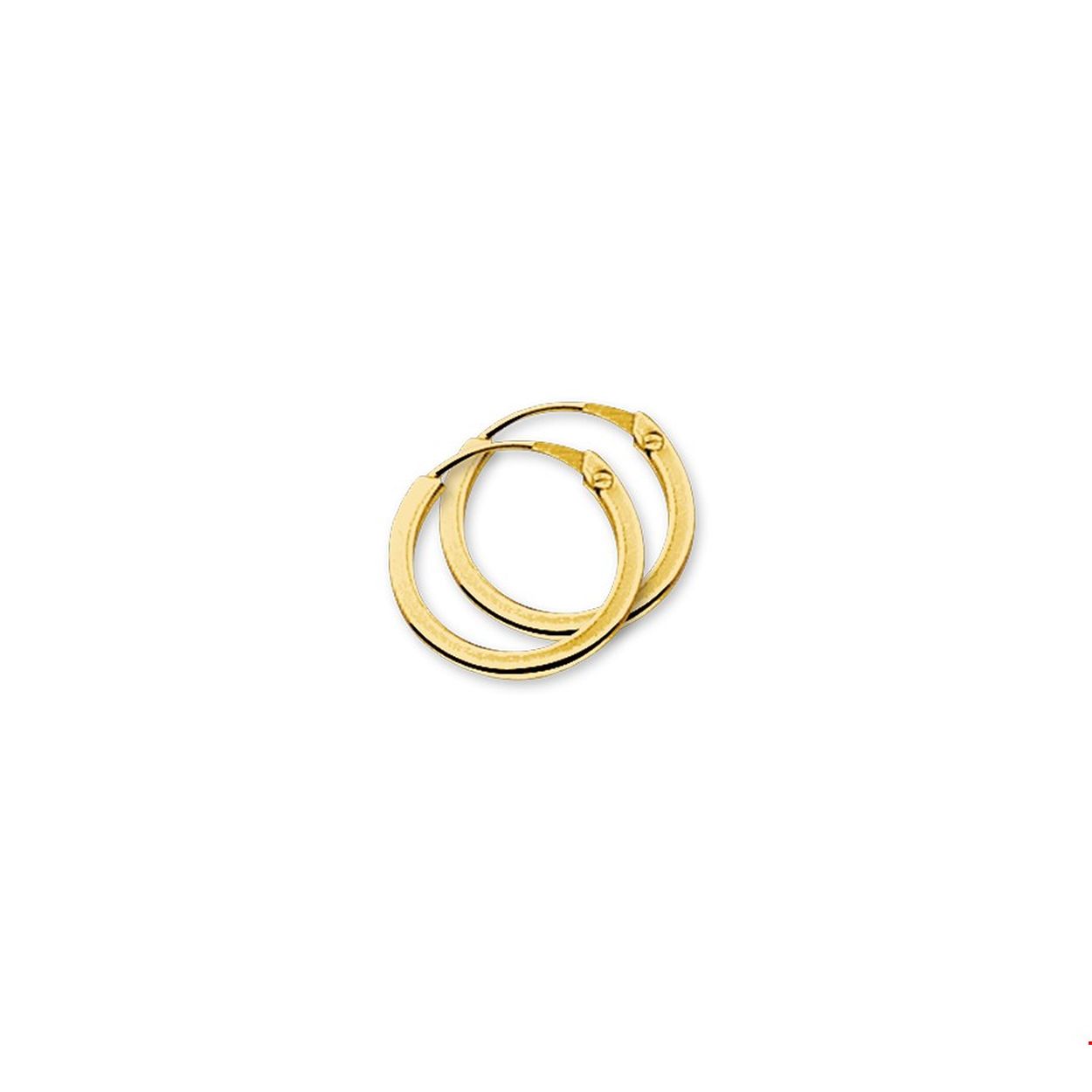 Gouden oorringen vierkantbuis 14 x1.5mm 