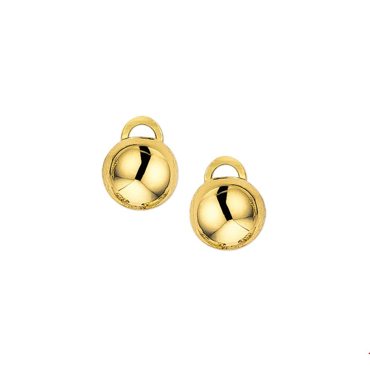 Geelgouden oorclips met een poli afwerking. 
Diameter: 12 mm.
