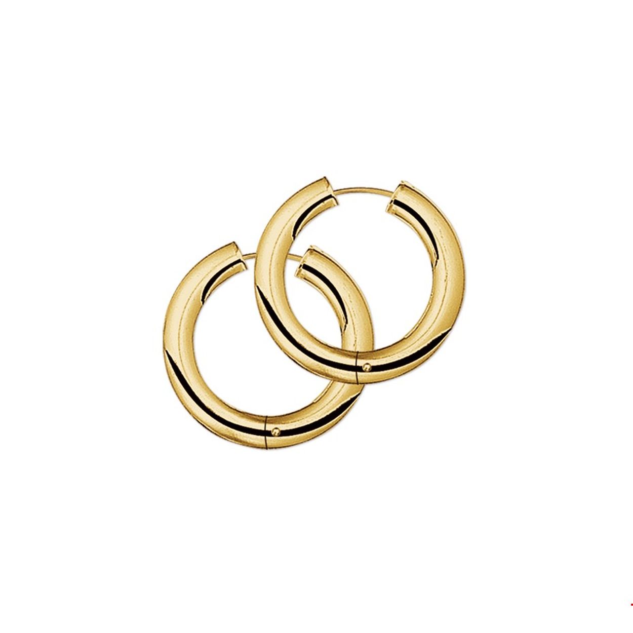 Beschrijving: Geelgouden oorring scharnier met een ronde buis. 
Breedte: 4 mm
