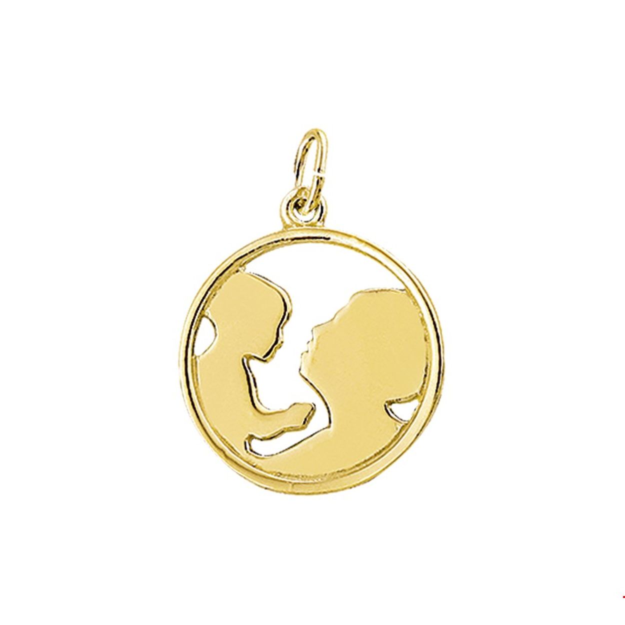 Geelgouden hanger met moeder en kind afbeelding.

Breedte: 17.5 mm