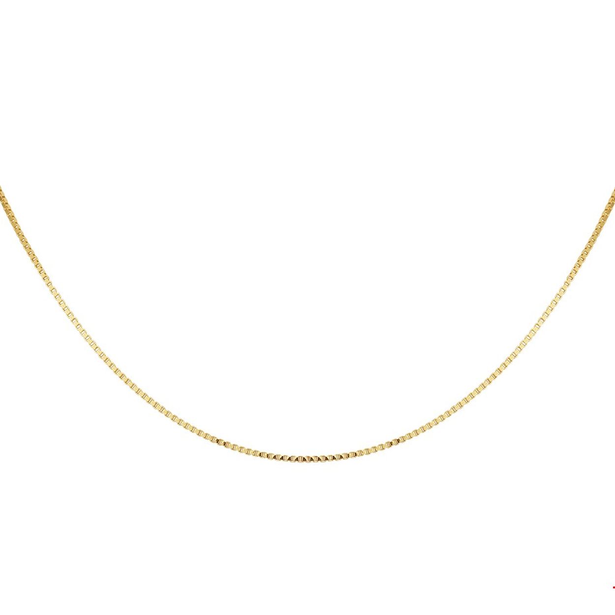 14krt Geelgoud Venetiaans Collier 45cm 0,9mm 
Beschrijving: Geelgouden collier met venetiaanse schakel. 
Doelgroep: unisex
Breedte: 0.9 mm
Langste lengte: 45 cm