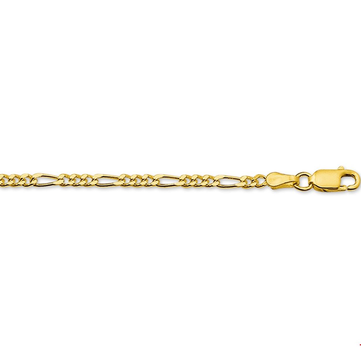 14k Geelgouden armband uitgevoerd met een figaro schakel met een breedte van 2.7mm. De armband heeft een draaglengte van 18cm.