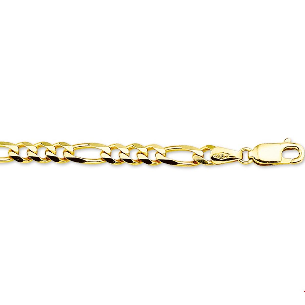 Beschrijving: Geelgouden armband met figaro schakel. 
Uniekenummer serie: 27173
Verpakt per: 1
Doelgroep: heren
Breedte: 4.6 mm
Langste lengte: 21 mm