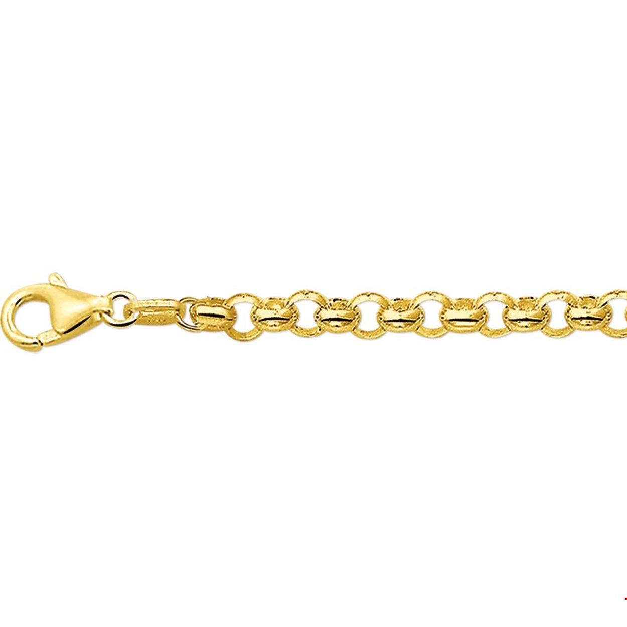 14 Karaat geelgouden armband met jasseron schakel. Breedte: 4.8 mm
Langste lengte: 18 mm
