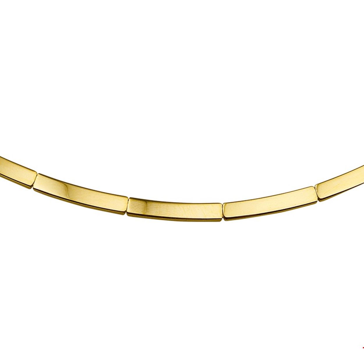 Beschrijving: Geelgouden collier met een poli afwerking.
Verpakt per: 1
Doelgroep: dames
Breedte: 3 mm
Langste lengte: 45 mm