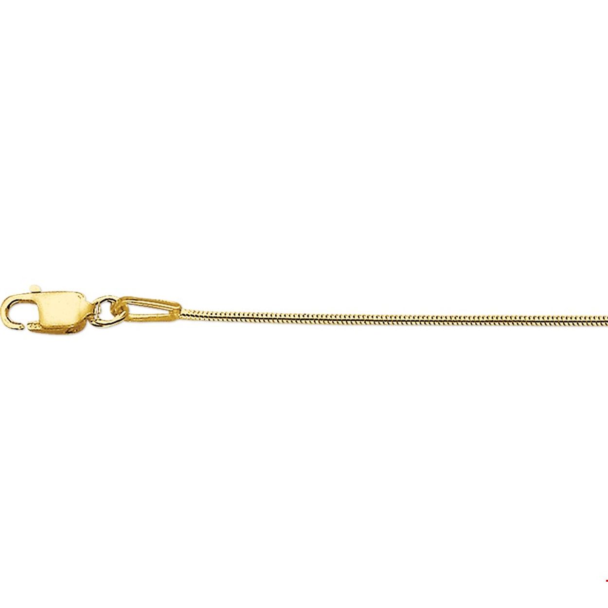 De Gouden Slangcollier met modelnummer 4004365 is een elegante ketting, gemaakt van goud, met een lengte van 42 cm. Het weegt 4,5 gram, heeft een breedte van 1,1 mm en een glanzende afwerking. Deze tijdloze schoonheid is ideaal voor elke gelegenheid en past perfect bij formele of dagelijkse outfits voor een verfijnde uitstraling.
