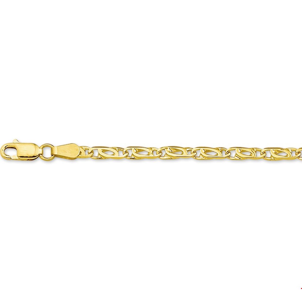 14krt geelgouden armband met valkenoog schakel, schakelbreedte 3,3mm