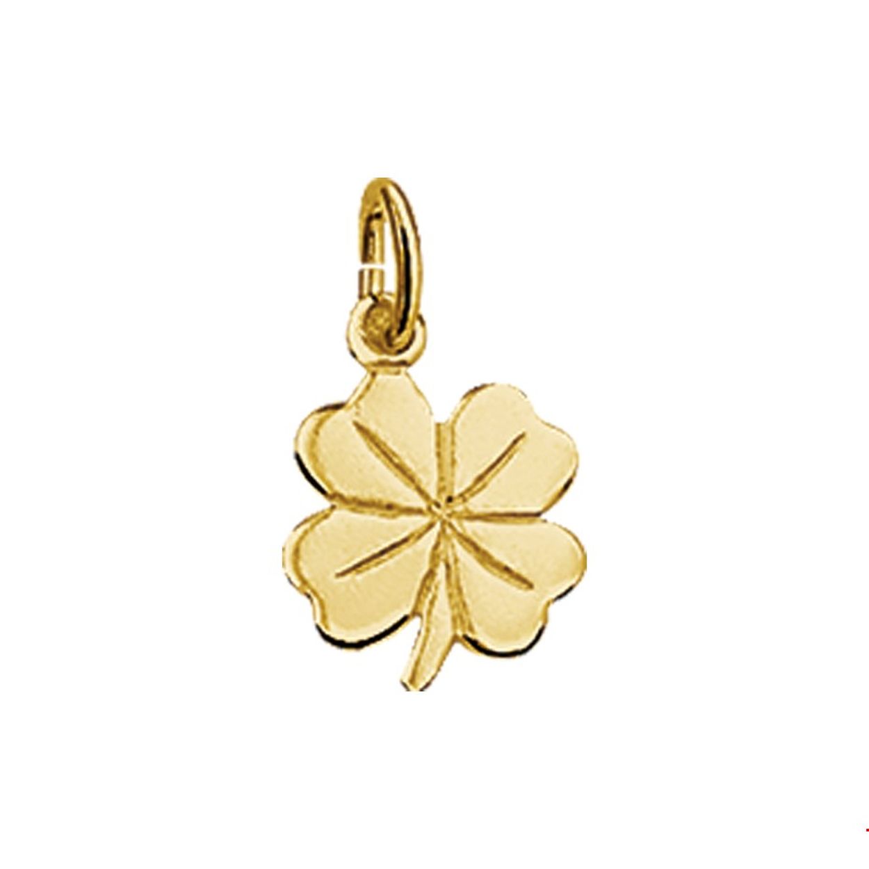 Beschrijving: Geelgouden hanger met een klaver. 
Doelgroep: unisex
Breedte: 7 mm
Hoogte: 12 mm