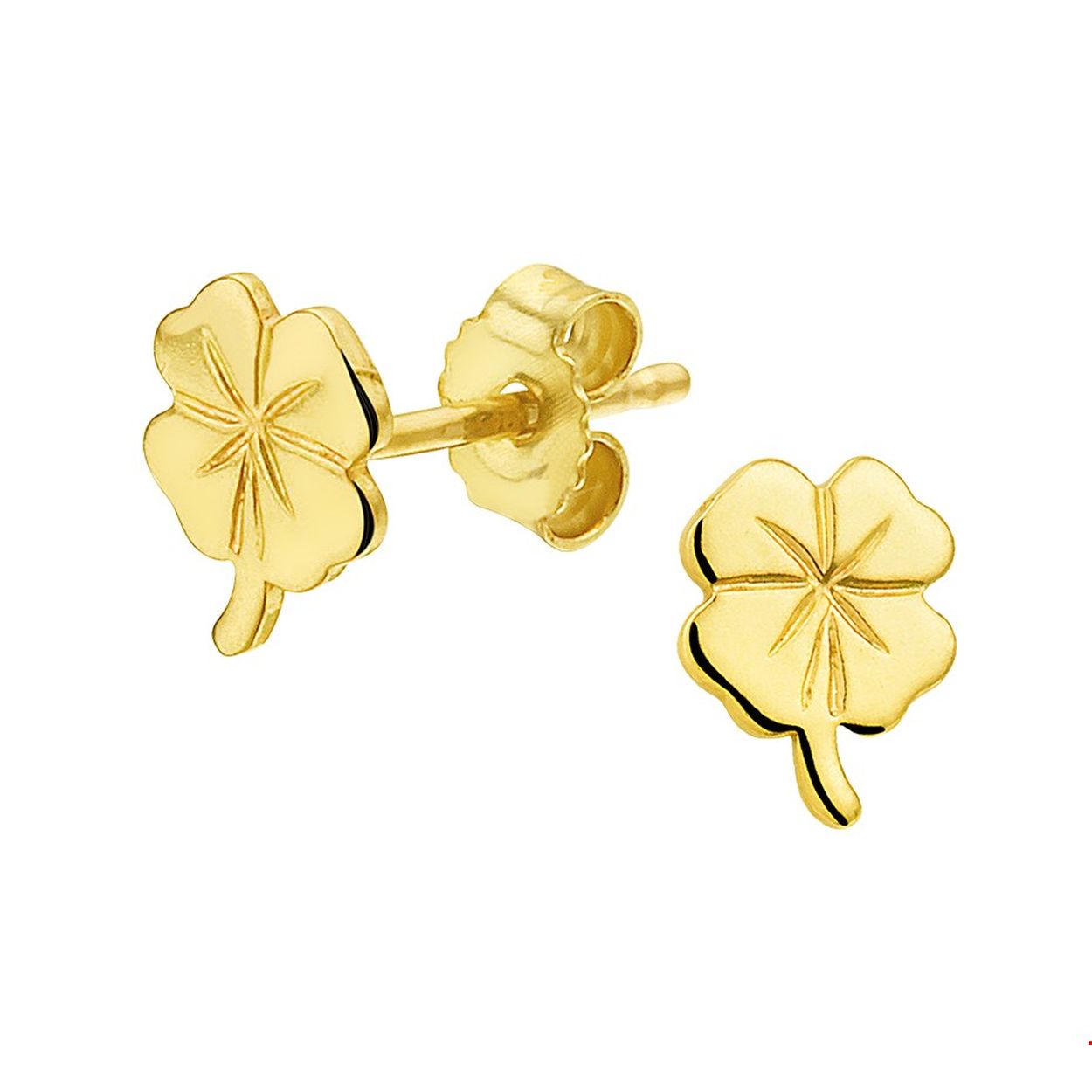 Beschrijving: Een klavertje vier is natuurlijk het eeuwenoude symbool voor geluk. Met deze oorknoppen draag je het geluk altijd bij je. Details: Geelgouden oorknoppen met een klaver. 
Doelgroep: dames
Breedte: 6 mm
Hoogte: 7.5 mm
