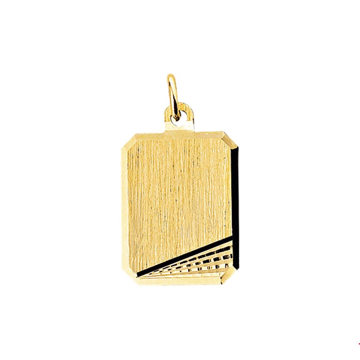 14 Karaat geel gouden graveerhanger 14x18 mm met een abstracte bewerking.