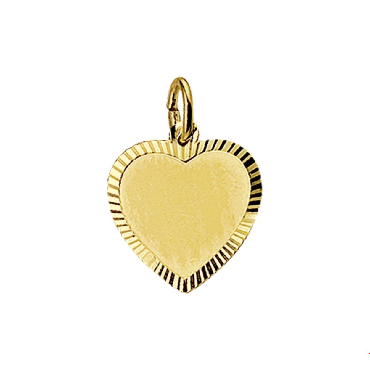 Geelgouden graveerhanger met een gediamanteerde afwerking. 

Breedte: 13 mm
Hoogte: 13 mm