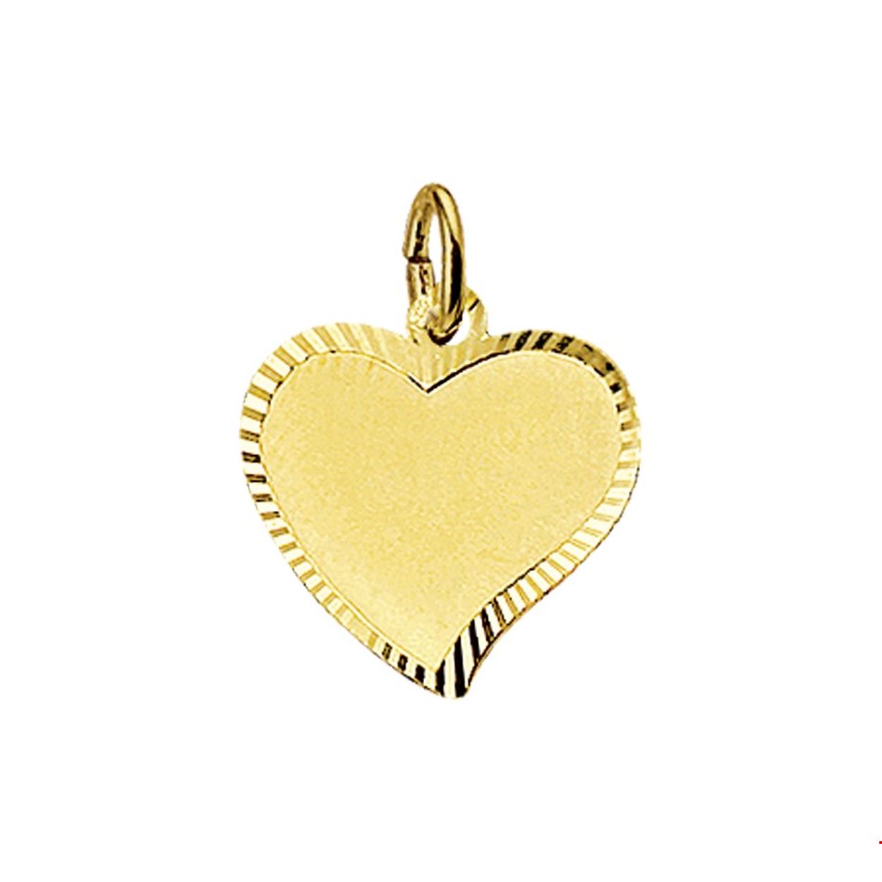 Beschrijving: Geelgouden graveerhanger met een gediamanteerde afwerking. 
Verpakt per: 1
Doelgroep: unisex
Breedte: 14.5 mm
Hoogte: 15 mm