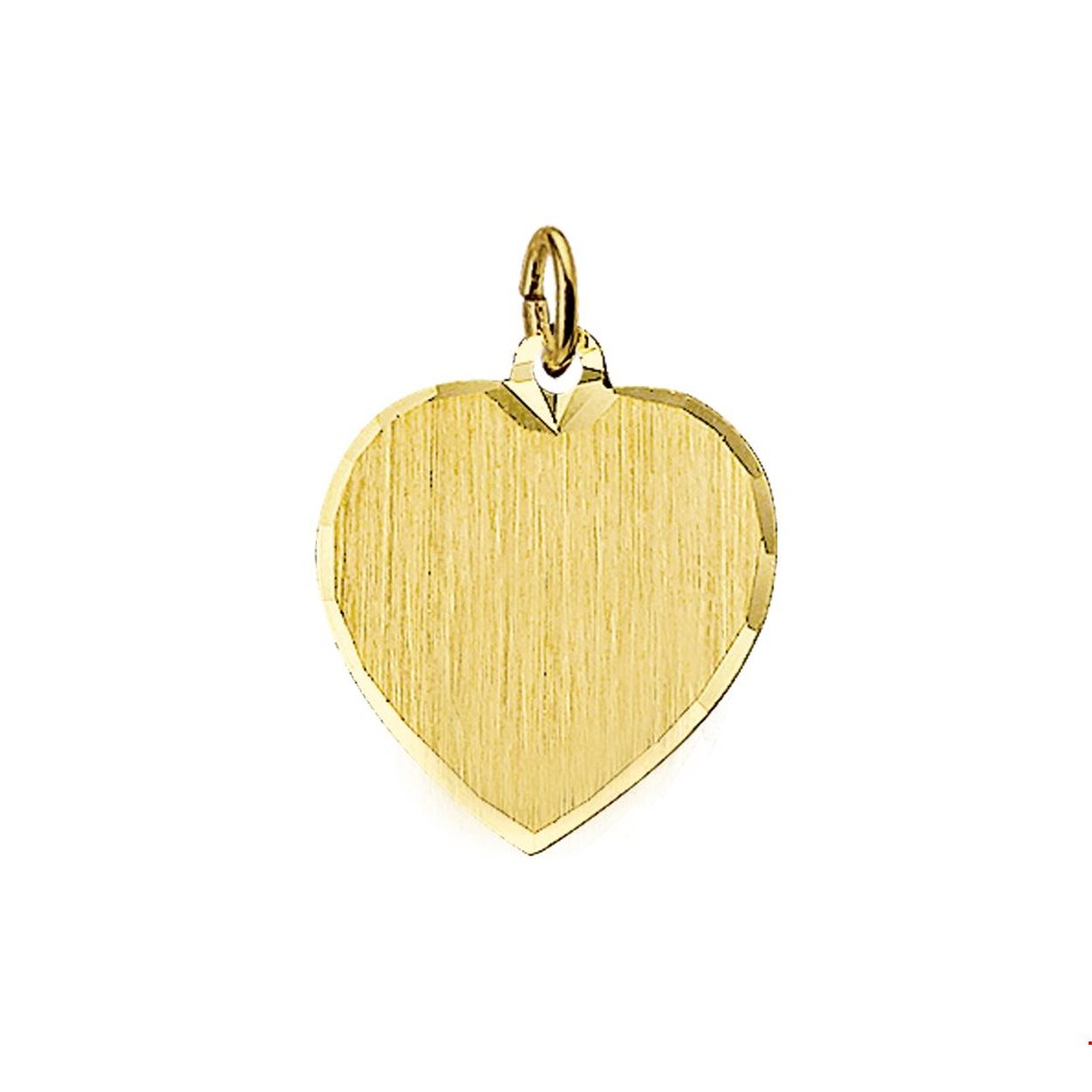 Beschrijving: Geelgouden graveerhanger met een gediamanteerde afwerking. 
Breedte: 15.5 mm
Hoogte: 16 mm