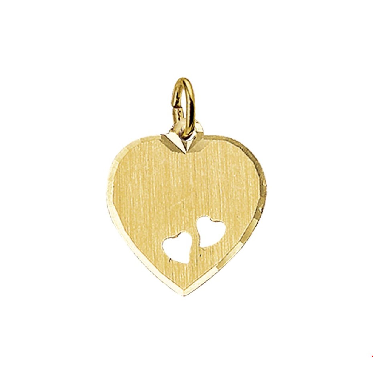 Geelgouden graveerhanger met een gediamanteerde afwerking. 
Doelgroep: unisex
Breedte: 15.5 mm
Hoogte: 16 mm