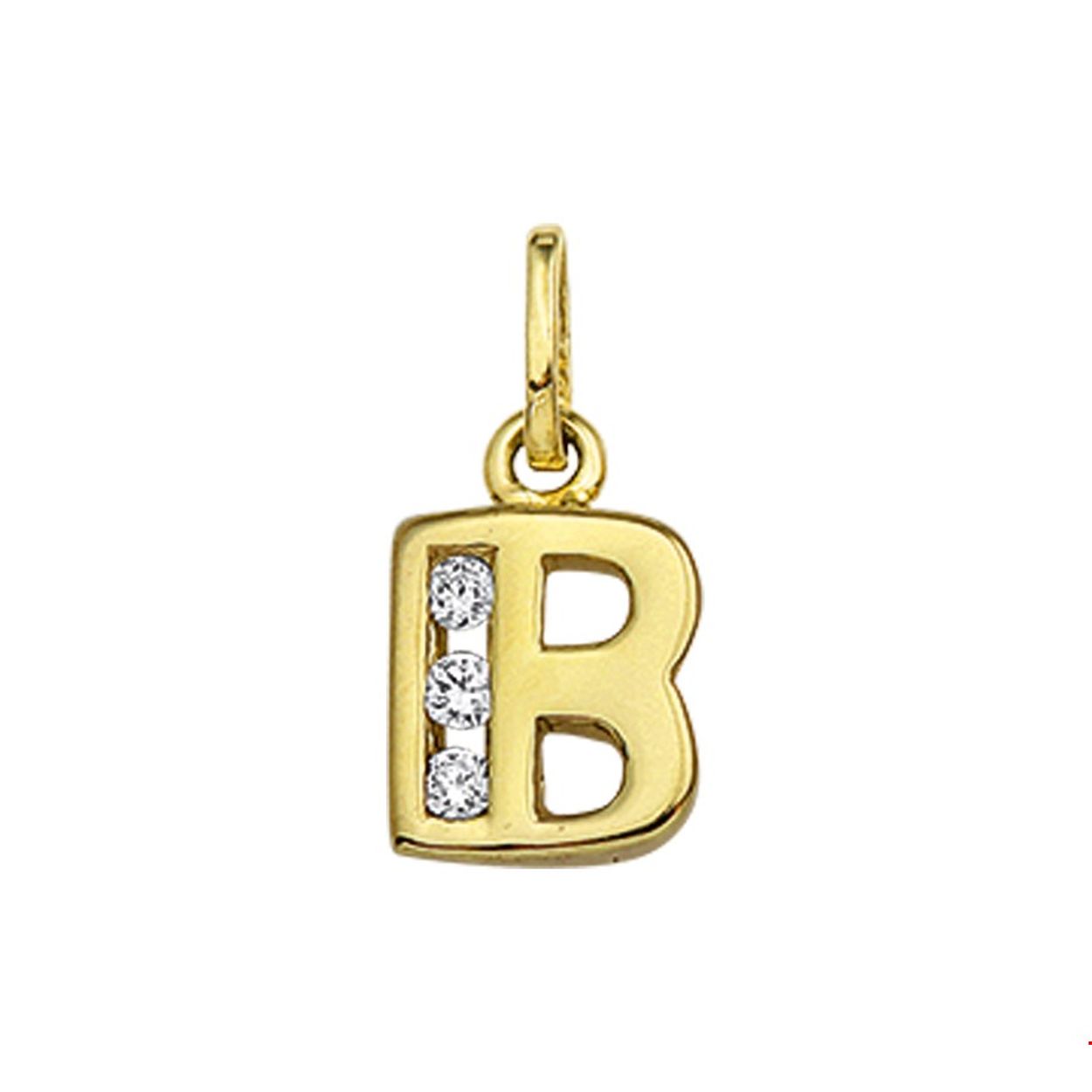 14k geelgouden letter B met zirkonia
9,5x6,5mm