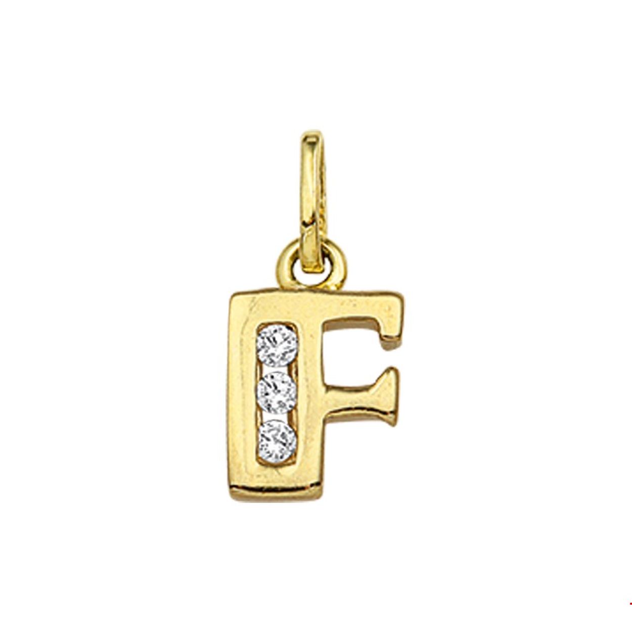 Creeer een heel persoonlijk collier met deze zirkonia letter hanger. Kies de initialen van een dierbare je geliefde of misschien wel gewoon die van jezelf! 
Geelgouden hanger met de letter F en een afmeting van 11x6.5mm.
Heeft u interesse in een andere letter? Neem dan contact met ons op.