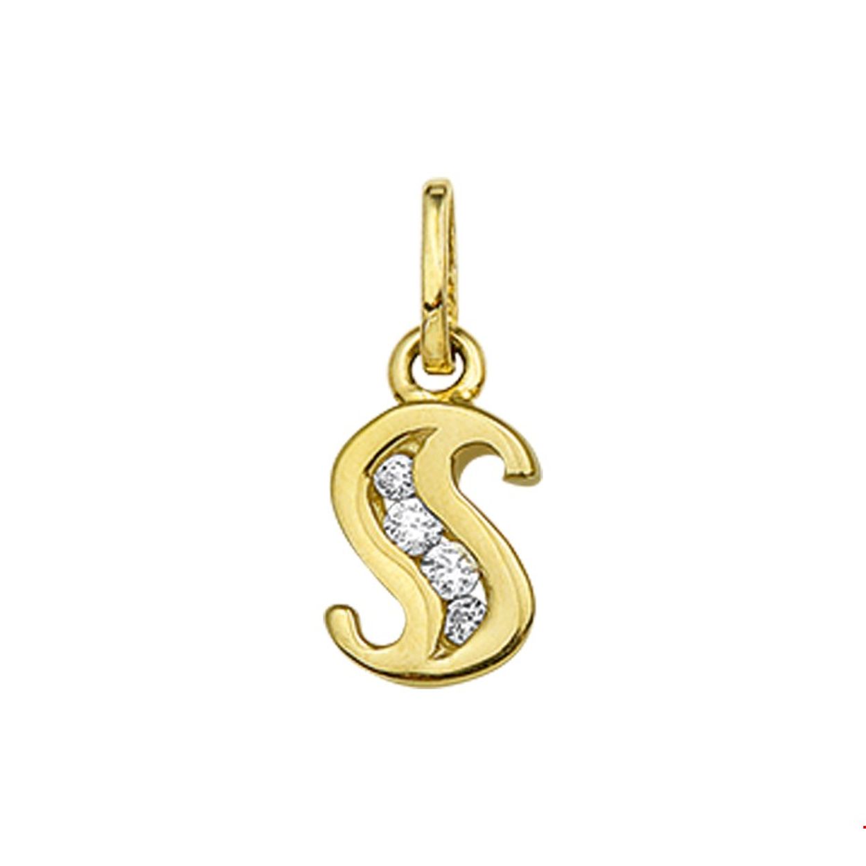 Beschrijving: Creeer een heel persoonlijk collier met deze zirkonia letter hanger. Kies de initialen van een dierbare je geliefde of misschien wel gewoon die van jezelf! Details: Geelgouden hanger met de letter S en een afmeting van 11x6mm.