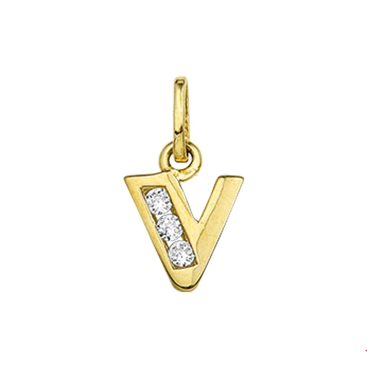 Creeër een heel persoonlijk collier met deze zirkonia letter hanger. Kies de initialen van een dierbare je geliefde of misschien wel gewoon die van jezelf! 

Geelgouden hanger met de letter V en een afmeting van 9.5x8mm.
Heeft u interesse in een andere letter? Neem dan contact met ons op.