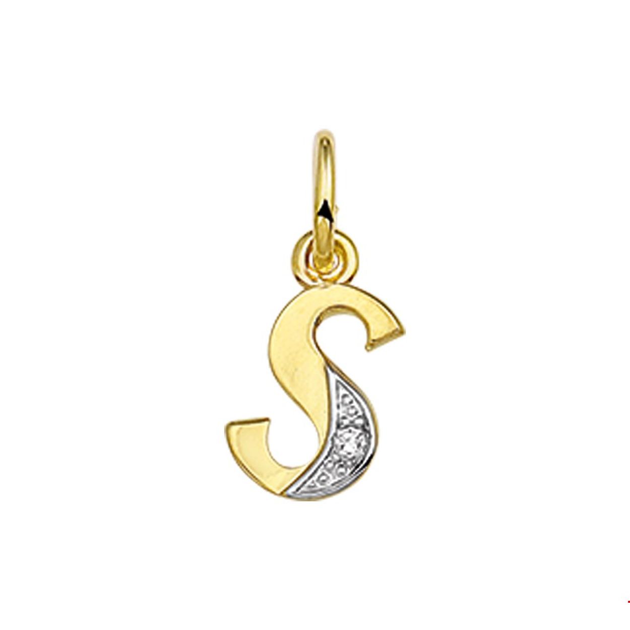 Creeer een heel persoonlijk collier met deze diamant letter hanger. Kies de initialen van een dierbare je geliefde of misschien wel gewoon die van jezelf! Details: Geelgouden hanger met de letter S en een afmeting van 10x7mm.
Per stuk. Zetting: solitaire
