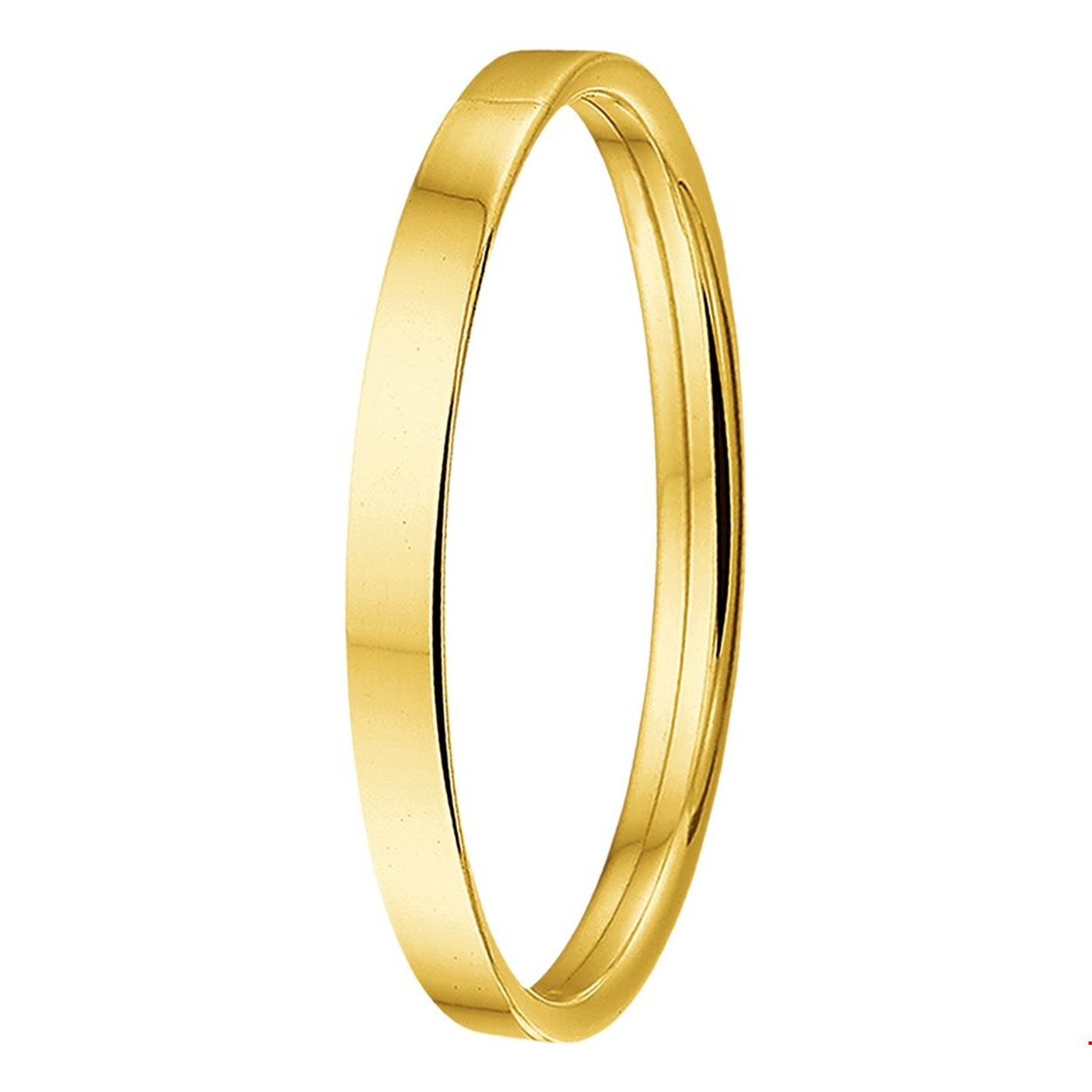 14 karaats geelgouden bangle armband vlak met dopsluiting
Breedte: 6 mm