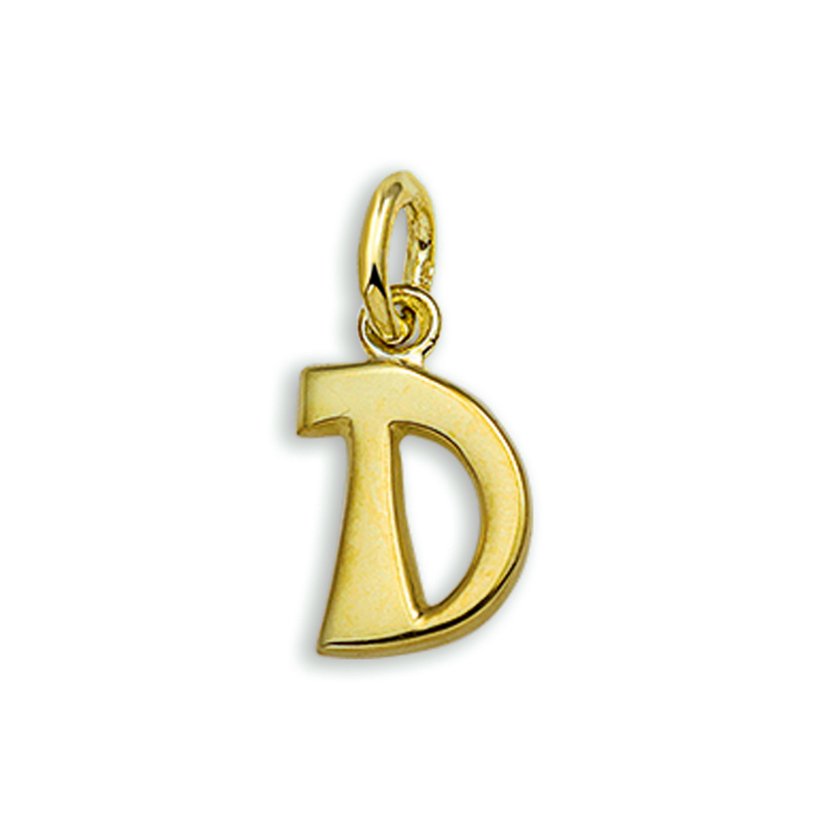 Beschrijving: Creeer een heel persoonlijk collier met deze letter hanger. Kies de initialen van een dierbare je geliefde of misschien wel gewoon die van jezelf! 
Details: Geelgouden hanger met de letter D en een afmeting van 12.5x8mm.
Doelgroep: unisex