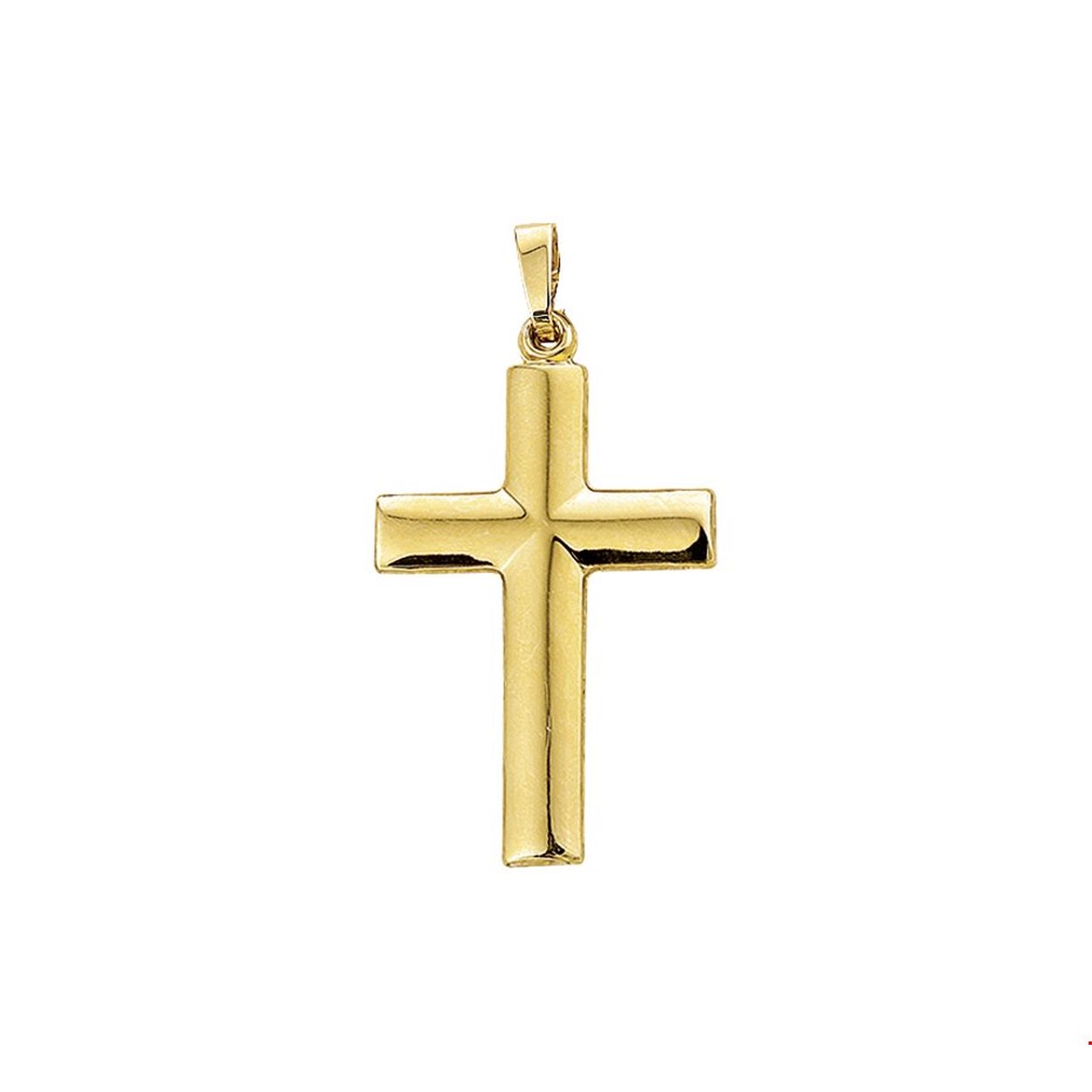 Beschrijving: Geelgouden hanger met een kruis. 
Verpakt per: 1
Doelgroep: unisex
Breedte: 19 mm
Hoogte: 31 mm
