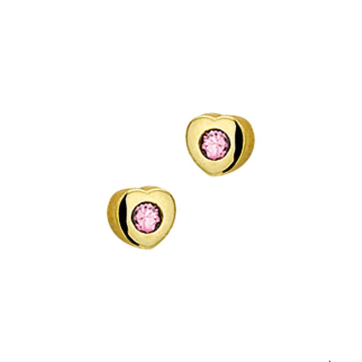Beschrijving: Geelgouden oorknoppen met een hart en roze zirkonia. 
Verpakt per: 1
Doelgroep: kinderen
Breedte: 4 mm
Hoogte: 3.5 mm