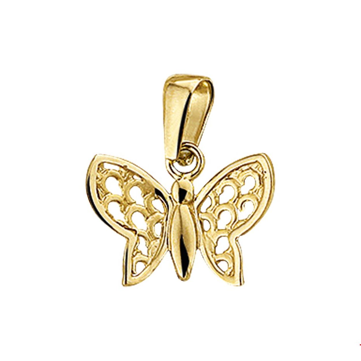 Beschrijving: Geelgouden bedel met een vlinder. 
Verpakt per: 1
Doelgroep: unisex
Breedte: 13 mm
Hoogte: 10.5 mm