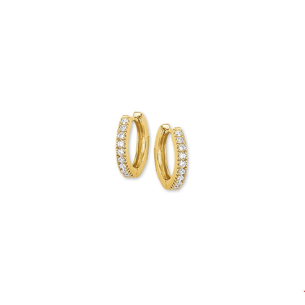 14krt geelgouden alliance klapcreolen met zirkonia. De maat is 14,0 x 2,4mm.