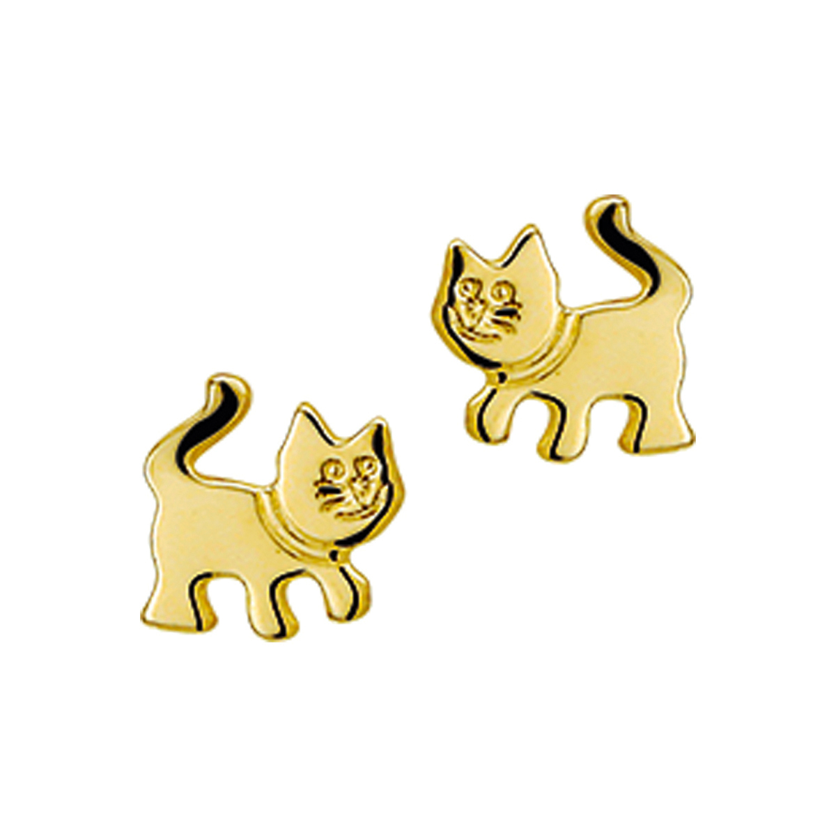 Geelgouden oorknoppen van een kat.