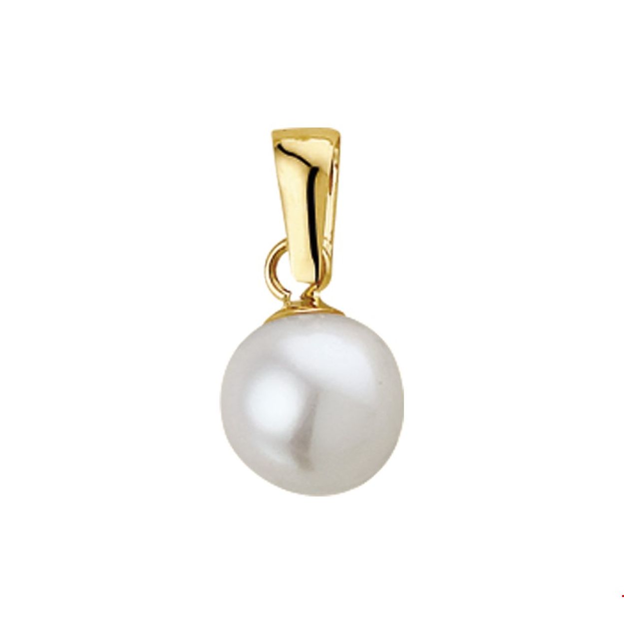 Beschrijving: Geelgouden hanger met zoetwaterparel. 

Doelgroep: dames
Breedte: 7 mm