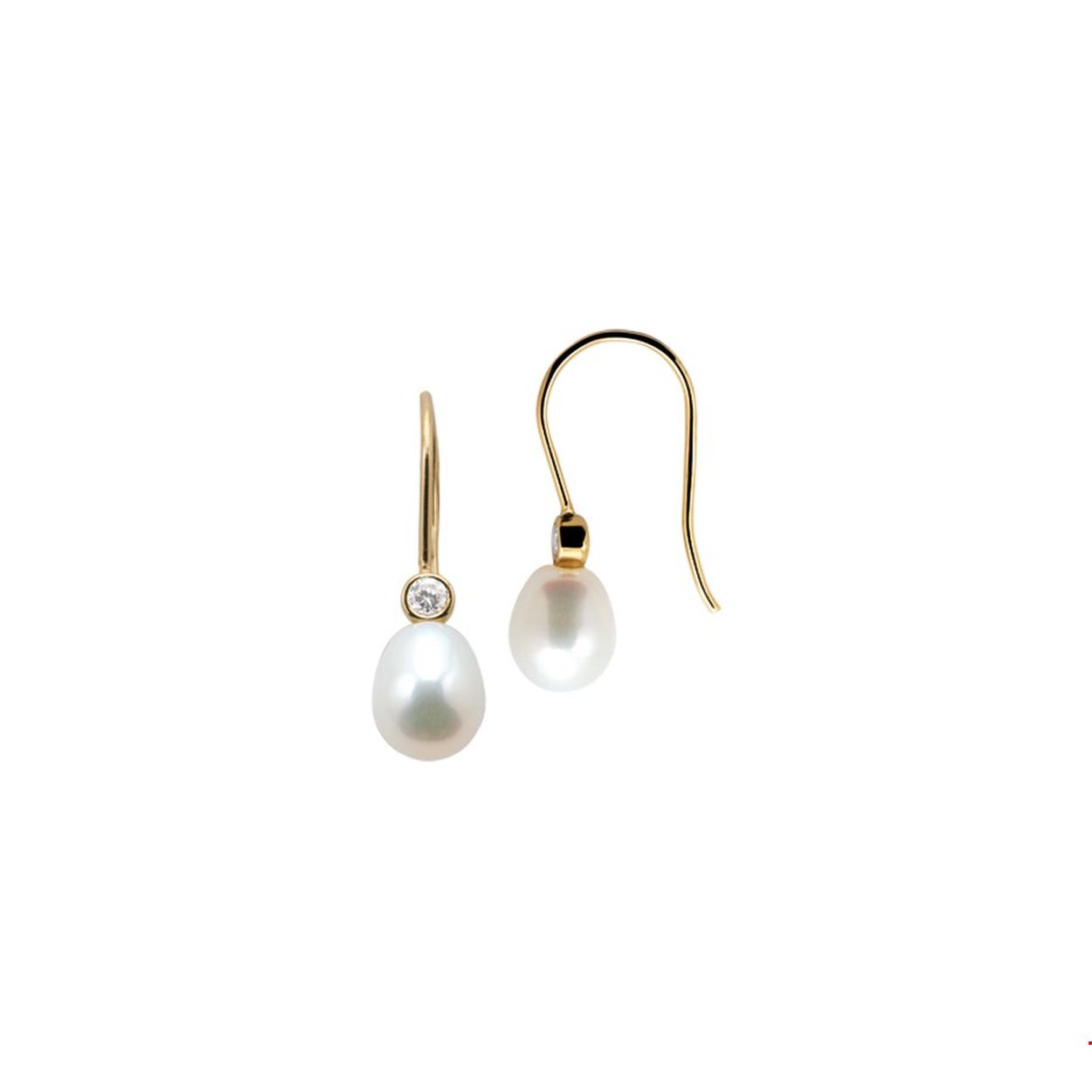Gouden oorhangers met zoetwaterparel