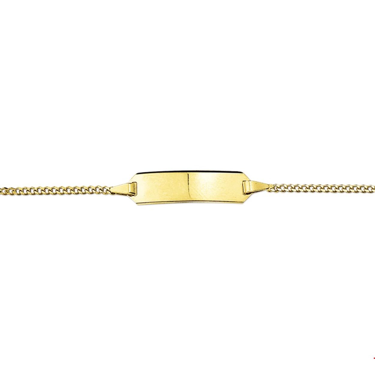 Geelgouden graveerarmband met een poli afwerking. De graveerplaat heeft een dikte van 0.5mm.