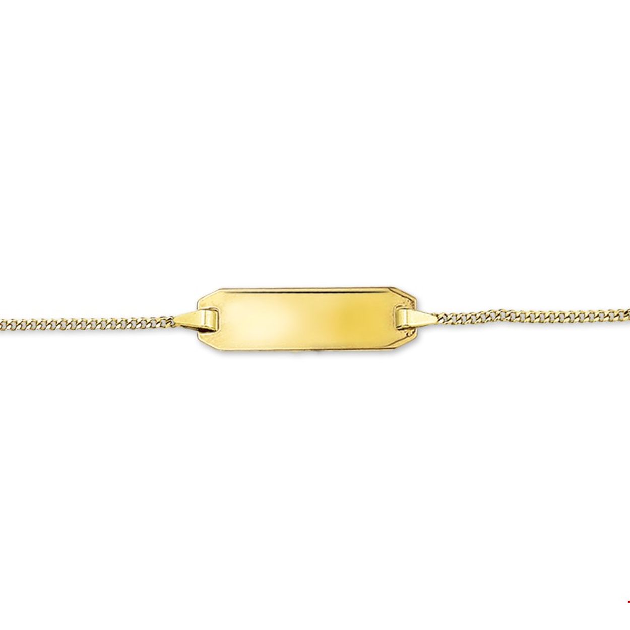 Beschrijving: Geelgouden graveerarmband met een poli afwerking. De lengte van de armband bedraagt 13cm met 2cm extensie. 
Uniekenummer serie: 31194
Verpakt per: 1
Doelgroep: kinderen
Breedte: 20 mm
Kortste lengte: 13 mm
Langste lengte: 15 mm
Hoogte: 6 mm