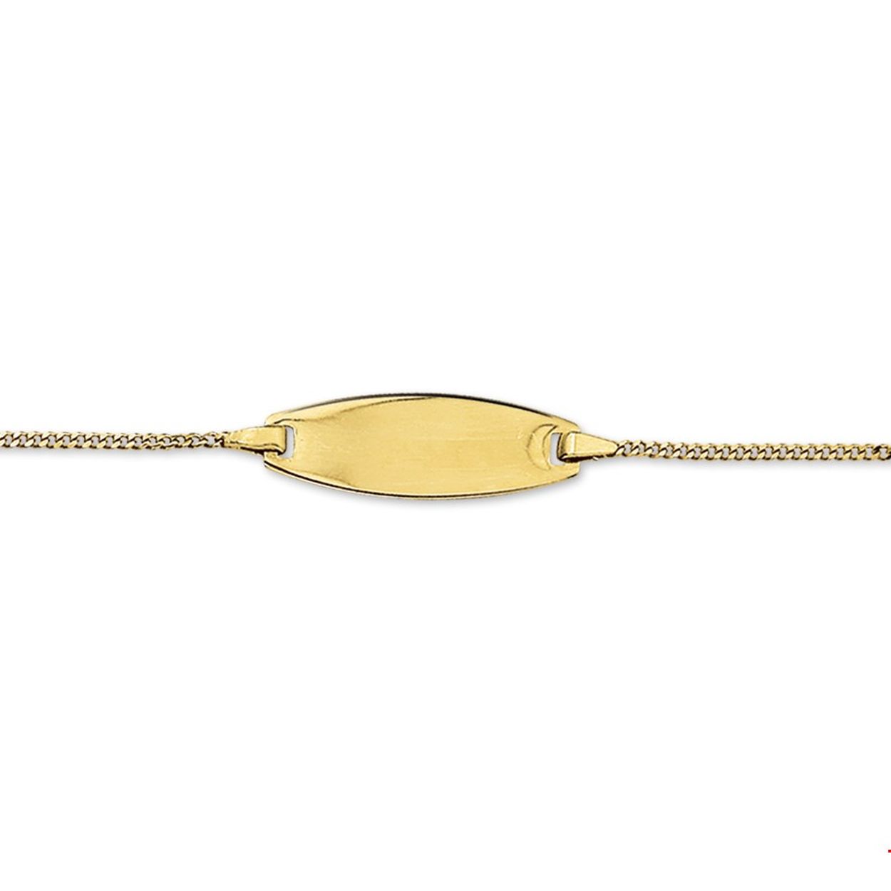 14krt geelgouden graveerarmband met een poli afwerking. De lengte van de armband bedraagt 11cm met 2cm extensie.
