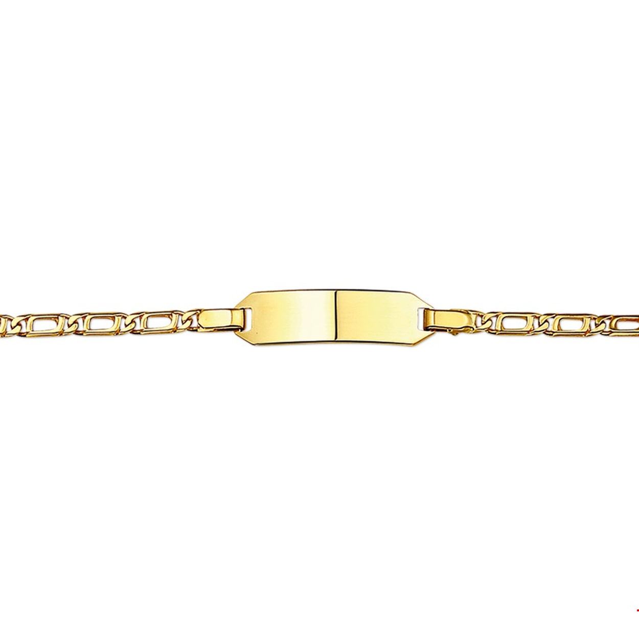 14krt geelgouden graveerarmband met een lengte van 13cm. De armband is door een tussenoogje ook op 11cm te dragen. 

Neem voor een gravure contact met ons op.
