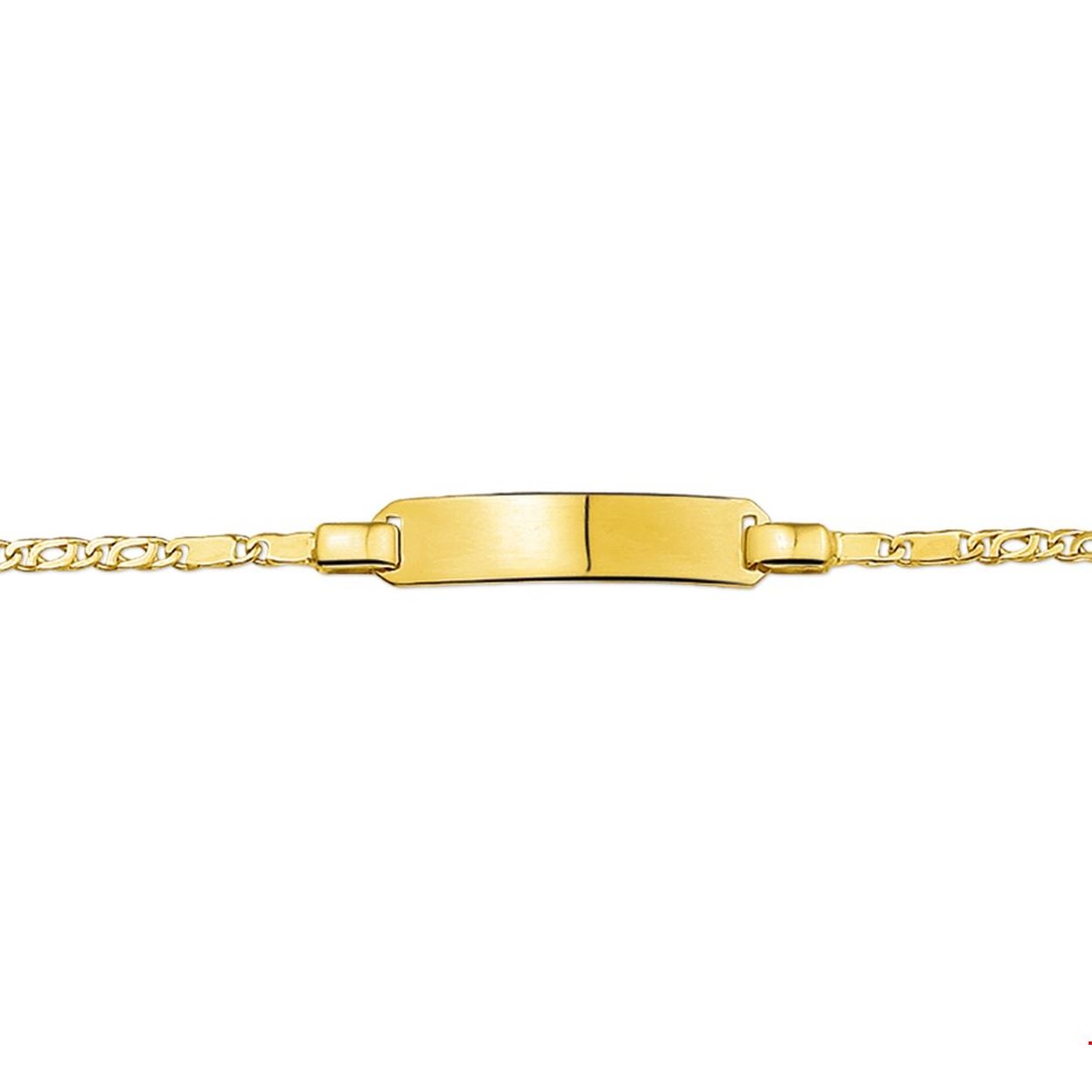 Geelgouden graveerarmband met een poli afwerking. De graveerplaat heeft een dikte van 0.6mm.