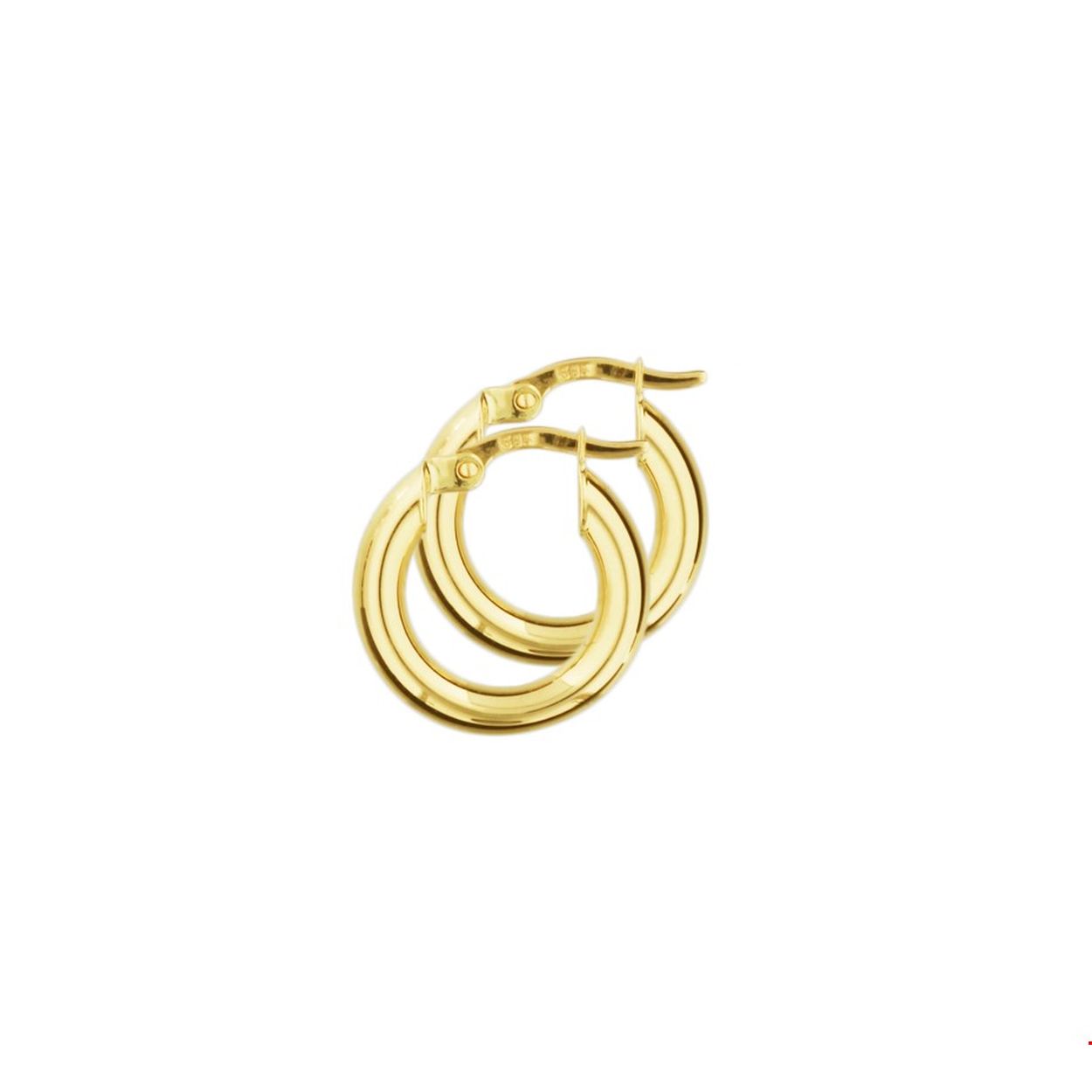 Gouden oorringen 16mm rond 3mm dik