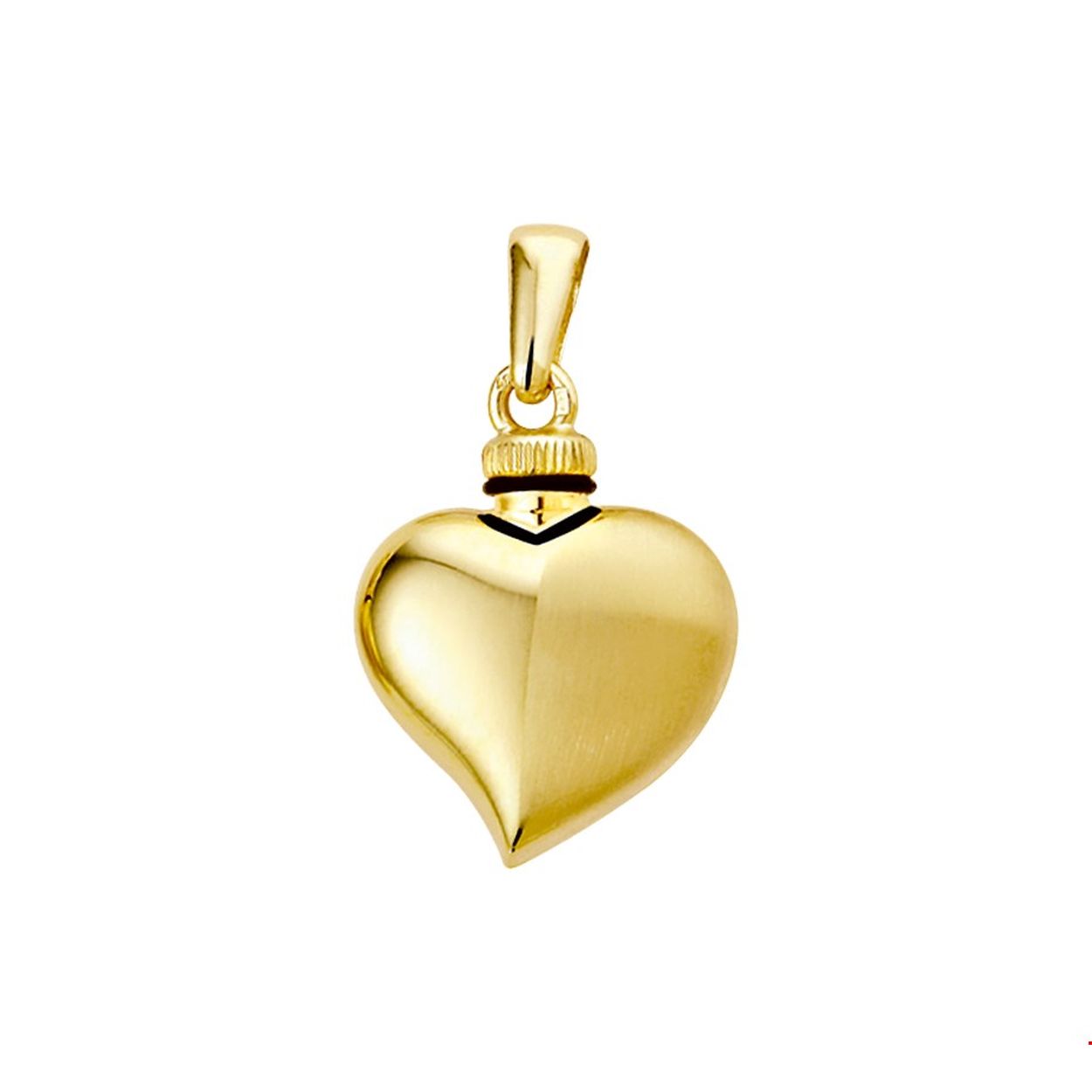 Geelgouden hart urnhanger. 

Breedte: 16.5 mm
Hoogte: 16.5 mm
