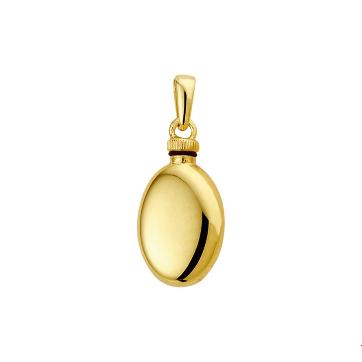 14 Karaat geel gouden urn hanger ovaal van vorm. Speciaal gemaakt om te vullen met as of haar van uw dierbare. 25 mm hoog 13.5 mm breed.