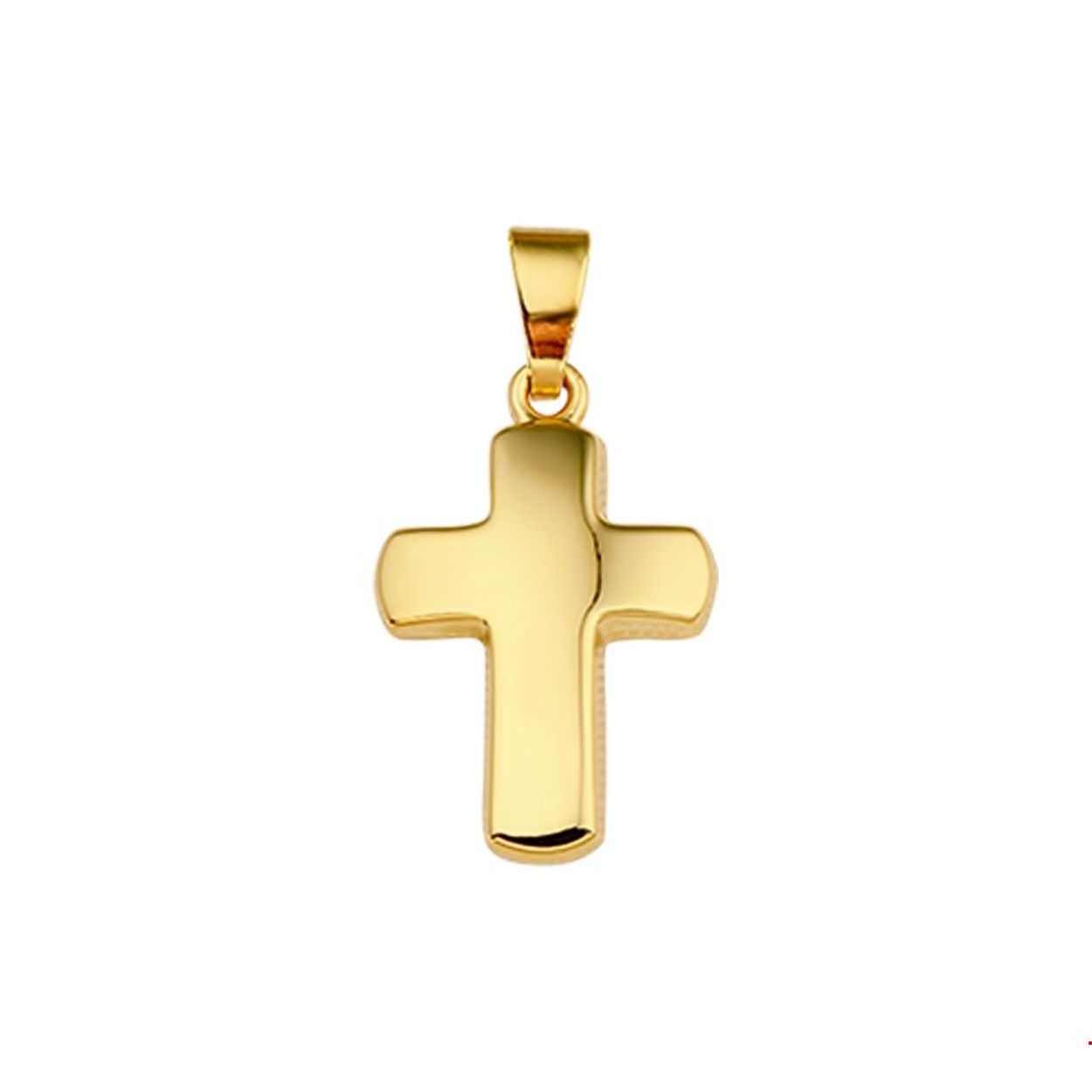 Geelgouden hanger met een kruis uitgevoerd met een stevig hangoog. Het kruis heeft afmetingen van 11.5x12mm De hanger is ook goed te combineren met een bijpassend collier uit onze collectie.
