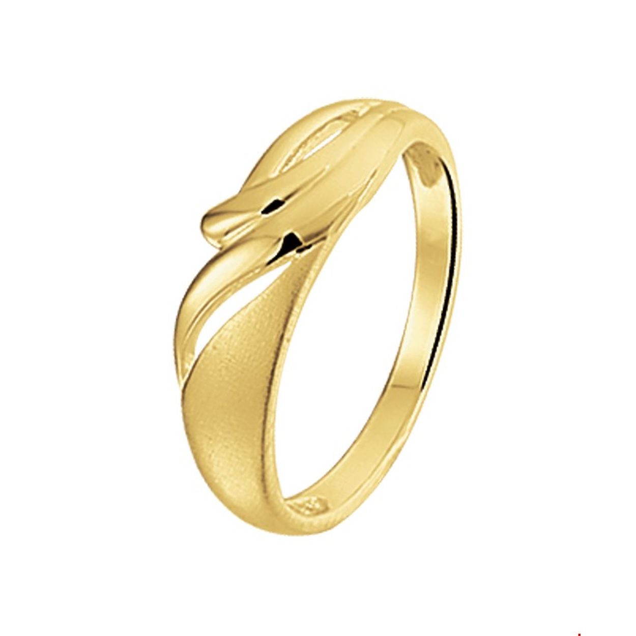Geelgouden ring met een poli/matte afwerking
Ringmaat: 17.75 mm (56)