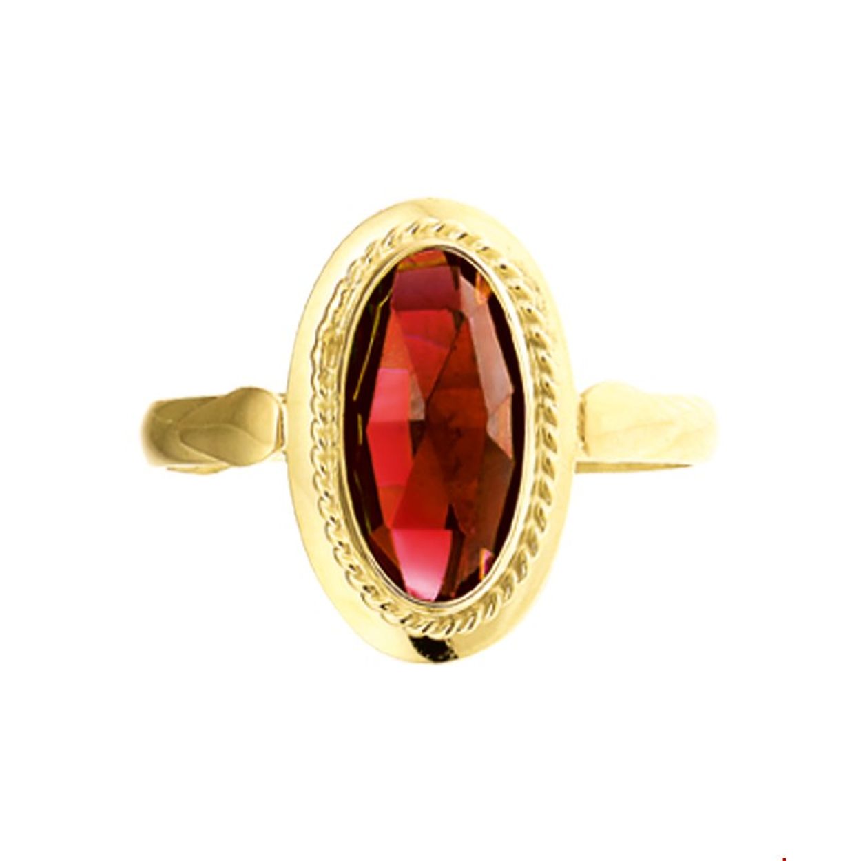 Beschrijving: Geelgouden ring met granaat. 
Uniekenummer serie: 26825
Verpakt per: 1
Doelgroep: dames
Ringmaat: 18.00 mm (57)
Breedte: 15.5 mm