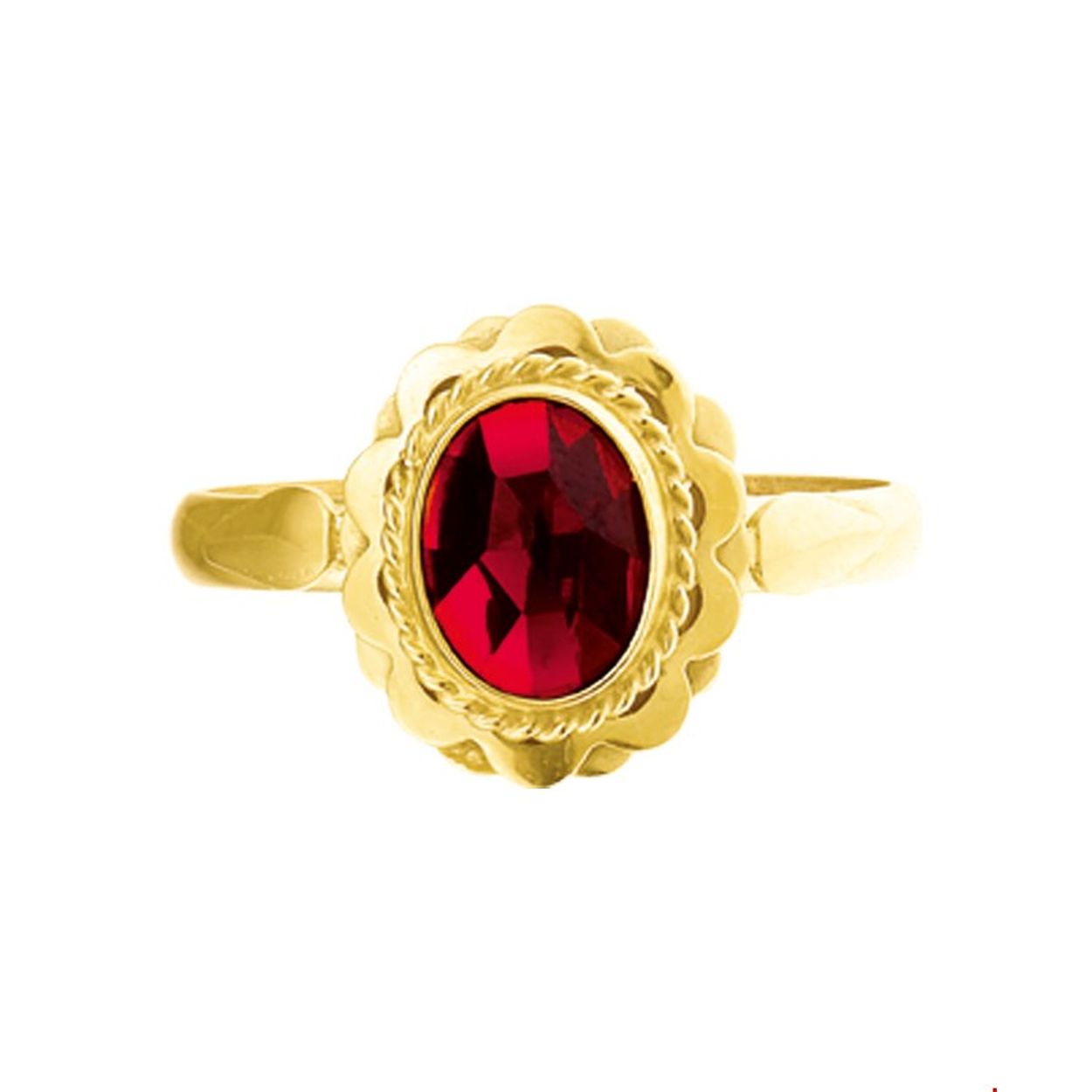 Beschrijving: Geelgouden ring met granaat. 
Uniekenummer serie: 26822
Verpakt per: 1
Doelgroep: dames
Ringmaat: 17.50 mm (55)
Breedte: 12.5 mm
