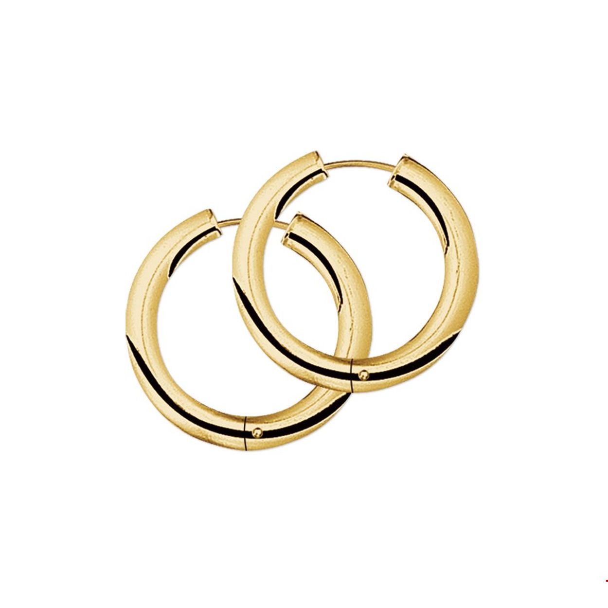Geelgouden klapcreolen met een ronde buis 4 mm.