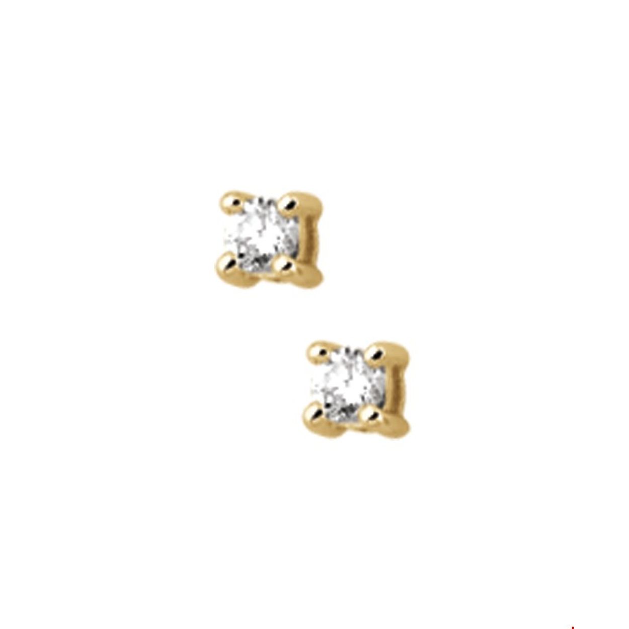 Beschrijving: Geelgouden oorknoppen met diamant. 
Zetting: solitaire (chatonzetting)